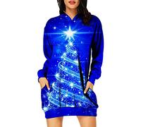Vestido Jersey Navideño Mujer Vestidos Jersey Navidad Mujer Jerseys Jerséis Navideños Mujer Sudadera Larga Navidad Mujer Sudaderas Navideñas Xmas Merry Christmas Hoodie Jersey Feo Reno Navidad L