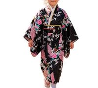 Vestido kimono para niños, tela de seda, estampado de flores, bata cultural | Yukata - Disfraz japonés para niños de 2 a 10 años, estudiantes, cumpleaños, escenario, actuaciones, fiesta de cosplay