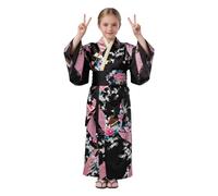 Vestido kimono, vestido tradicional de tela de seda con estampado de flores, vestido japonés para niños de 2 a 10 años, estudiantes, entusiastas de actuaciones en escenario, eventos de cosplay