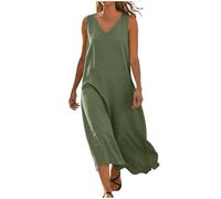 Vestido Largo Bohemio de Verano para Mujer, Estilo Playero, Fluido, de Color Liso, sin Mangas y con Cuello en V Vestidos Terciopelo Mujer