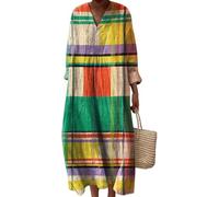 Vestido largo boho para mujer, patrón geométrico étnico, cuello en V, mangas reversibles, vestido informal ligero y holgado, en 4 diseños de impresión de moda, regalos para mujeres, amarillo, M