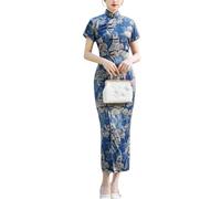 Vestido Largo Cheongsam para Mujer Sexy con Abertura Lateral Vestido De Noche para El Festival De Primavera Chino Ajustado Estilo Vintage Cuello Mandarín Qipao para Invitada De Boda Fiesta De Gradu
