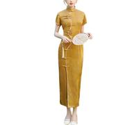 Vestido Largo Cheongsam para Mujer Sexy con Abertura Lateral Vestido De Noche para El Festival De Primavera Chino Ajustado Estilo Vintage Cuello Mandarín Qipao para Invitada De Boda Fiesta Baile De