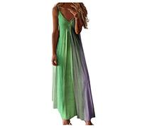 Vestido largo con cuello en V para mujer, a rayas, holgado, talla grande, vestido largo sin mangas, vestido de sol para mujer, vacaciones 2025, verde, XXL