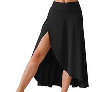 Vestido largo de cintura alta para mujer, estilo casual, elegante, con volantes, Negro , XL