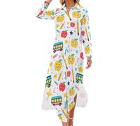 Vestido largo de manga larga con botones para mujer para el regreso a clases, Estilo:, 6XL