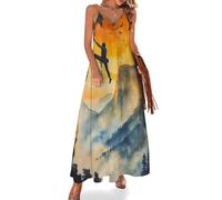 Vestido Largo de Mujer con Tirantes Finos, Ideal para Escalar Rocas y montañas. Vestido Informal de Verano para la Playa.