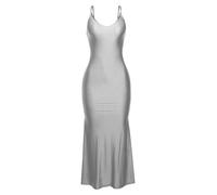 Vestido Largo de Noche Sexy sin Espalda, con Pliegues, Escote en V, Mangas, Elegante, Corte Sirena, a Juego, for Banquetes, graduación, Ajustado para Mujer(Grey,XS)