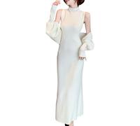 Vestido Largo de Punto para Mujer, Conjuntos de otoño 2 Piezas, cárdigan Corto Punto, suéter, Vestido Largo, Conjuntos Ropa Invierno