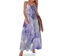 Vestido Largo de Tirantes Mujer Flores De Ensueño Maxi Vestido Sin Mangas Cuello en V Vestidos de Verano Bohemio para la Playa y Vacaciones