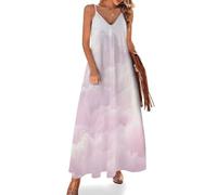 Vestido Largo de Tirantes Mujer Mar De Nubes Maxi Vestido Sin Mangas Cuello en V Nubes De Ensueño Vestidos de Verano Bohemio para la Playa y Vacaciones