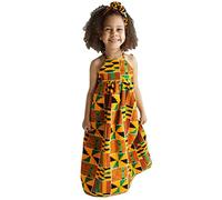 Vestido largo de verano para niños con estampado digital de niñas africanas vestido sin espalda longitud del piso delgado líneas vestido de bloque de color patchwork elegante vestido de tirantes sin