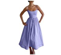 Vestido largo de verano sin mangas de las mujeres sin espalda espalda una línea vestido de vendaje, morado, S