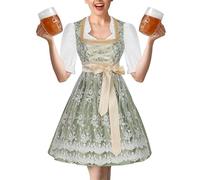 Vestido largo Dirndl - Maid de cerveza tradicional | Mujeres dirndl | Oktoberfest Bavarian Traje con blusa y delantal, aspecto auténtico, ideal para festivales, juegos de rol y eventos