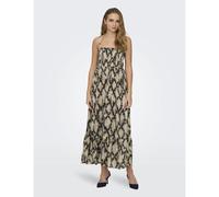 Vestido largo estampado de tirantes finos Mujer Talla XS. Color Beige