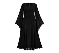 Vestido largo gótico de patchwork liso para mujer, estilo punk, vestido swing grande, Negro , XL
