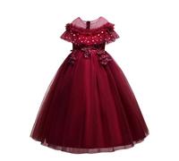 Vestido largo hasta la rodilla para niña, elegante, vestido de niña de flores, piano, disfraz de rendimiento juvenil, rojo, 12-13 años