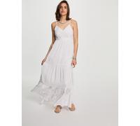 Vestido largo holgado bordado blanco mujer 36