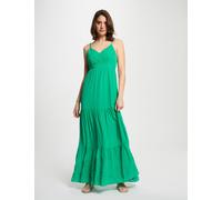 Vestido largo holgado bordado verde emeralda mujer 42