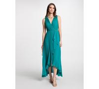 Vestido largo holgado plisado azul turquesa mujer 38