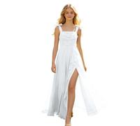 Vestido Largo Holgado sin Tirantes ni Espalda Estilo Boho para Chicas, para Fiestas de Verano en la Playa. (White, 11-12 Years)