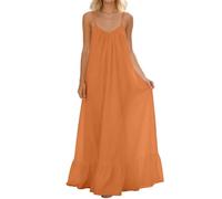 Vestido Largo Informal sin Mangas con Espalda Abierta y Corte Holgado para el (Orange, XL) #49
