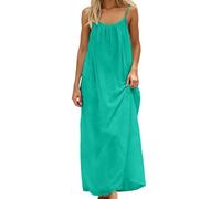 Vestido Largo Informal Sin Mangas para Mujer con Diseño Abierto en Espalda y Corte Holgado de Vestir Casual Hogareño (Mint Green, S)