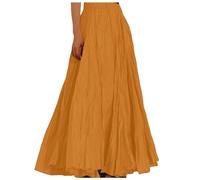 Vestido largo largo de cintura alta para mujer, estilo informal, plisado, para playa, holgada, con pliegues, amarillo, XL