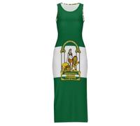 Vestido Largo Maxi Cheongsam para Mujer con Estampado De La Bandera De Andalucía Sexy Sin Mangas con Abertura para El Verano Tallas Grandes para Fiestas La Playa O como Un Qipao Chino