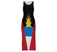 Vestido Largo Maxi Cheongsam para Mujer con Estampado De La Bandera De Antigua Y Barbuda Sexy Sin Mangas con Abertura para El Verano Tallas Grandes para Fiestas La Playa O como Un Qipao Chino