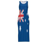 Vestido Largo Maxi Cheongsam para Mujer con Estampado De La Bandera De La Commonwealth De Australia Sin Mangas Vestido De Verano De Talla Grande para Fiestas La Playa O como Un Qipao Chino