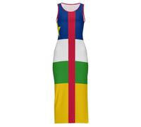 Vestido Largo Maxi Cheongsam para Mujer con Estampado De La Bandera De La República Centroafricana Sin Mangas Vestido De Verano De Talla Grande para Fiestas Vacaciones Playa O como Un Qipao Chino