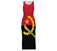Vestido Largo Maxi Cheongsam para Mujer con Estampado De La Bandera De La República De Angola Sin Mangas Vestido De Verano De Talla Grande para Fiestas Vacaciones Playa O como Un Qipao Chino