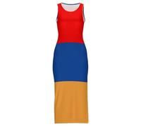 Vestido Largo Maxi Cheongsam para Mujer con Estampado De La Bandera De La República De Armenia Sin Mangas Vestido De Verano De Talla Grande para Fiestas Vacaciones Playa O como Un Qipao Chino