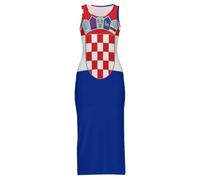Vestido Largo Maxi Cheongsam para Mujer con Estampado De La Bandera De La República De Croacia Sin Mangas Estilo Playero Tallas Grandes para El Verano Fiestas La Playa O como Un Qipao Chino