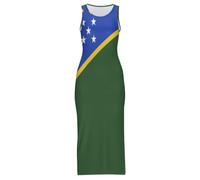Vestido Largo Maxi Cheongsam para Mujer con Estampado De La Bandera De Las Islas Salomón Sexy Sin Mangas con Abertura para El Verano Tallas Grandes para Fiestas La Playa O como Un Qipao Chino