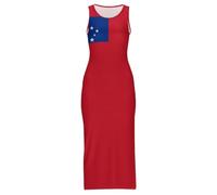 Vestido Largo Maxi Cheongsam para Mujer con Estampado De La Bandera del Estado De Samoa Estilo Independiente Sexy con Abertura Sin Mangas para Fiestas De Verano La Playa O como Un Qipao Chino