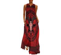 Vestido Largo Mujer Estrella De Cinco Puntas Y Calavera De Oveja Verano Maxi Vestido Estilo Gótico Oscuro Sin Mangas Cuello V Vestidos Playa Informal con Bolsillos