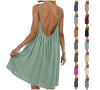 Vestido Largo Mujer Sin Espalda Tirantes Sin Mangas Playa Verano Elegante Casual (Style-I,M)