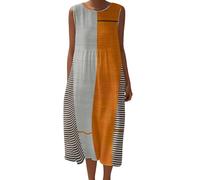 Vestido Largo Mujer Verano Sin Mangas Vestidos Casual Estampado Boho Vestidos Playeros con Bolsillos Ropa de Mujer Elegante Vestida Suelto Talla Grande Vestida de Fiesta Playa Maxi Vestido Comodo