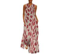 Vestido Largo Mujer Verano Vestidos Viñas Playa Dresses Casual Sin Mangas Maxi Playeros con Bolsillos, Estilo Retro Boho Vestidos Maxi Cuello V Vestido Largo