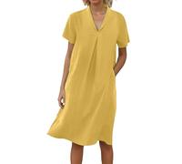 Vestido Largo Mujer Vestidos Largos Manga Corta Floral con Escote en V - Cómodo y Fácil de Cuidar para Casa y Diario