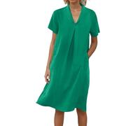 Vestido Largo Mujer Vestidos Largos Manga Corta Floral con Escote en V - Cómodo y Fácil de Cuidar para Casa y Diario