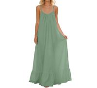 Vestido largo para mujer, casual, sin mangas, espalda abierta, ajuste holgado, vestido de noche, verde claro, XXL