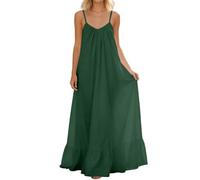 Vestido largo para mujer, casual, sin mangas, espalda abierta, ajuste holgado, vestido de noche, verde oscuro, XXL