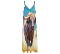 Vestido Largo para Mujer - Patrones Animales Elegante Vestido De Verano Sin Mangas, Corte En A, Holgado, Informal, para Fiestas Y Vacaciones, Ropa Larga M