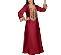 Vestido largo para mujer tradicional bordado, Abaya Mujer musulmana de oración islámica Chic y Elegante, Djellaba marroquí Dubai para eventos culturales y veladas, Caftan Vestido de oración para