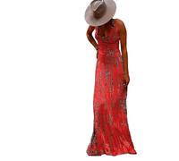 Vestido largo sexy ajustado para mujer, sin mangas, con cuello halter, para verano, casual, bohemio, sin mangas, para fiesta, club, vacaciones, playa, ajustado, teñido anudado, ropa de descanso,