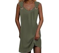 Vestido largo sin mangas con cuello en V para mujer para primavera/verano, Verde, 1, XXL