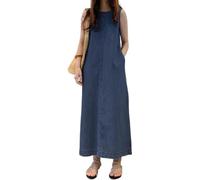 Vestido Largo Vaquero Holgado para Mujer, sin Mangas, Estilo Casual, con Bolsillos, Azul Oscuro, Talla M.